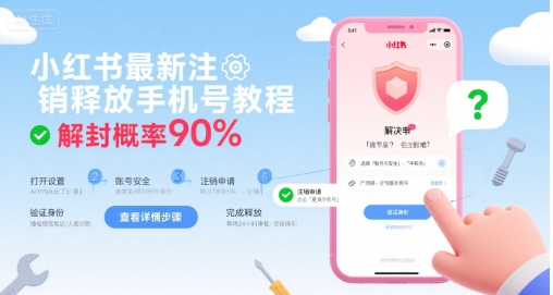 小红书最新注销释放手机号教程，解封概率90%-自媒小站网创副业站