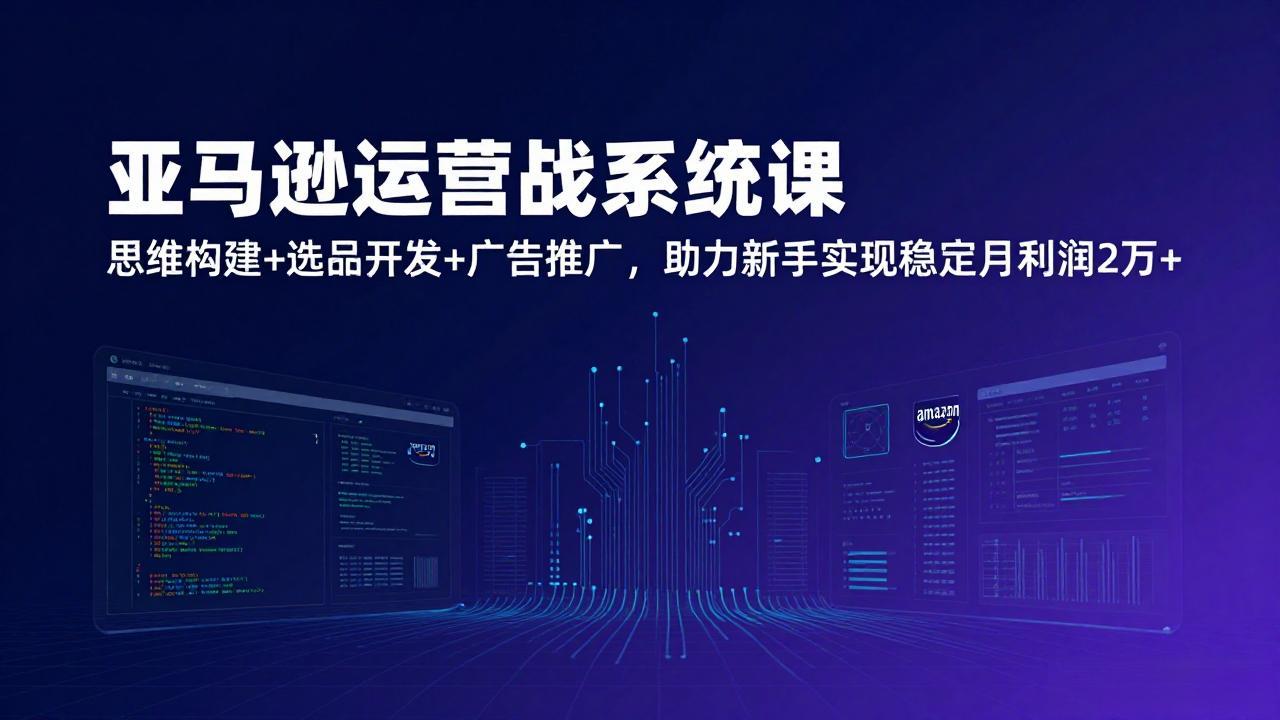 亚马逊运营实战系统课，思维构建+选品开发+广告推广，助力新手实现稳定月利润2万+(更新-自媒小站网创副业站