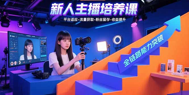 新人主播培养课：平台适应-流量获取-粉丝留存-收益提升 全链路能力突破-自媒小站网创副业站