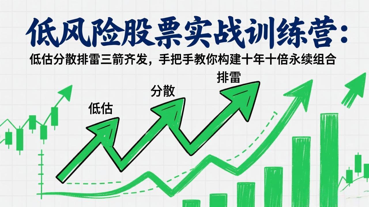 低风险股票实战训练营：低估分散排雷三箭齐发，手把手教你构建十年十倍永续组合-自媒小站网创副业站