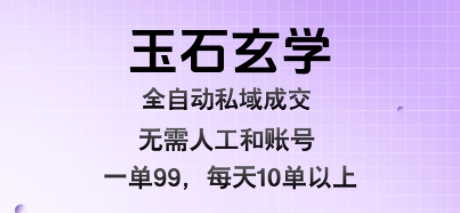 玉石玄学全自动私域成交，一单99每天十单以上，无需人工和矩阵账号，蓝海项目直接干【揭秘】-自媒小站网创副业站