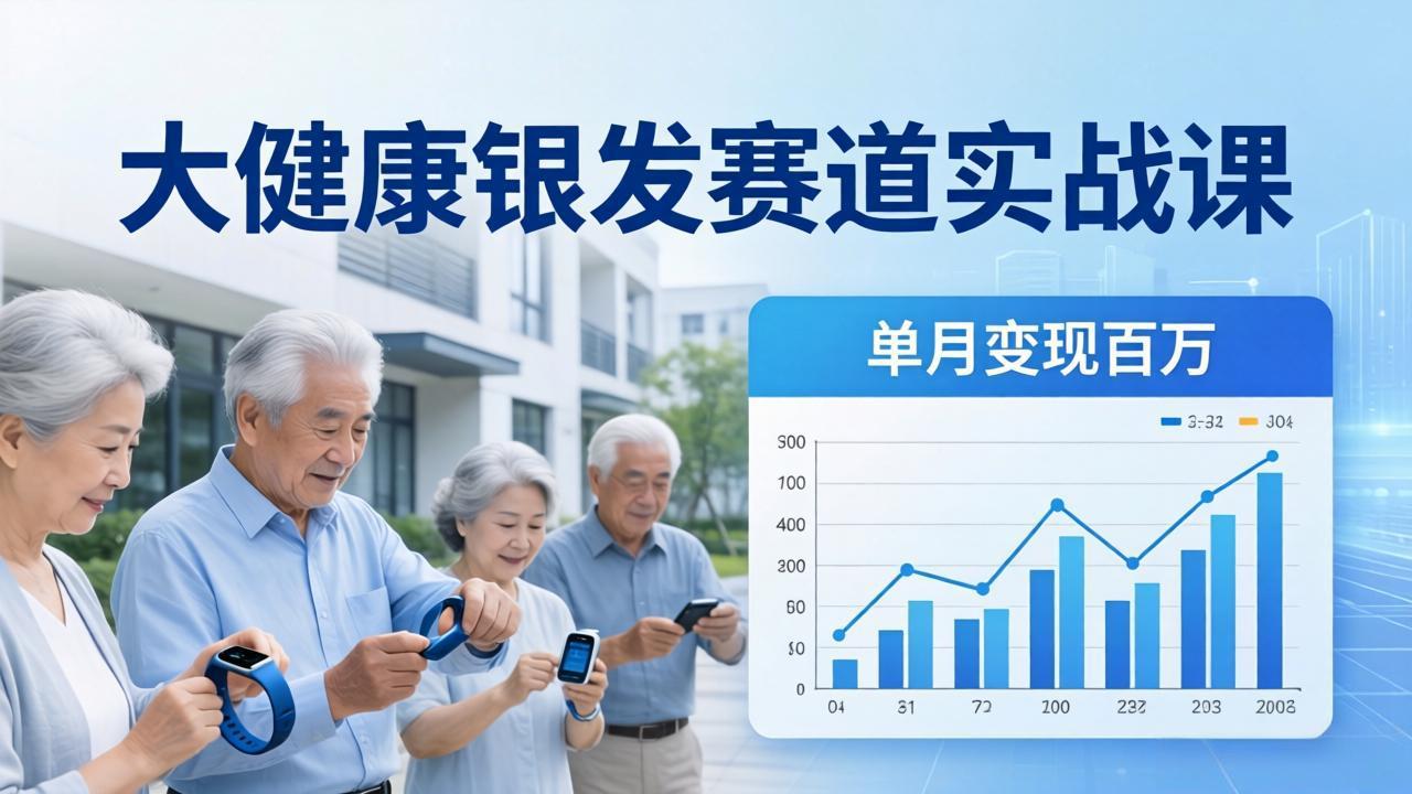 大健康银发赛道实战课：拆解视频号线索型 IP 单月变现百万逻辑，教你精准获客高效变现-自媒小站网创副业站