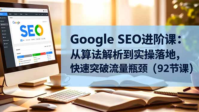 Google SEO进阶课：从算法解析到实操落地，快速突破流量瓶颈(92节课-自媒小站网创副业站
