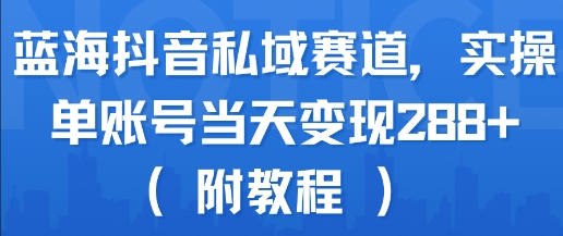 蓝海抖音私域赛道，实操单账号当天变现288+(附教程)-自媒小站网创副业站