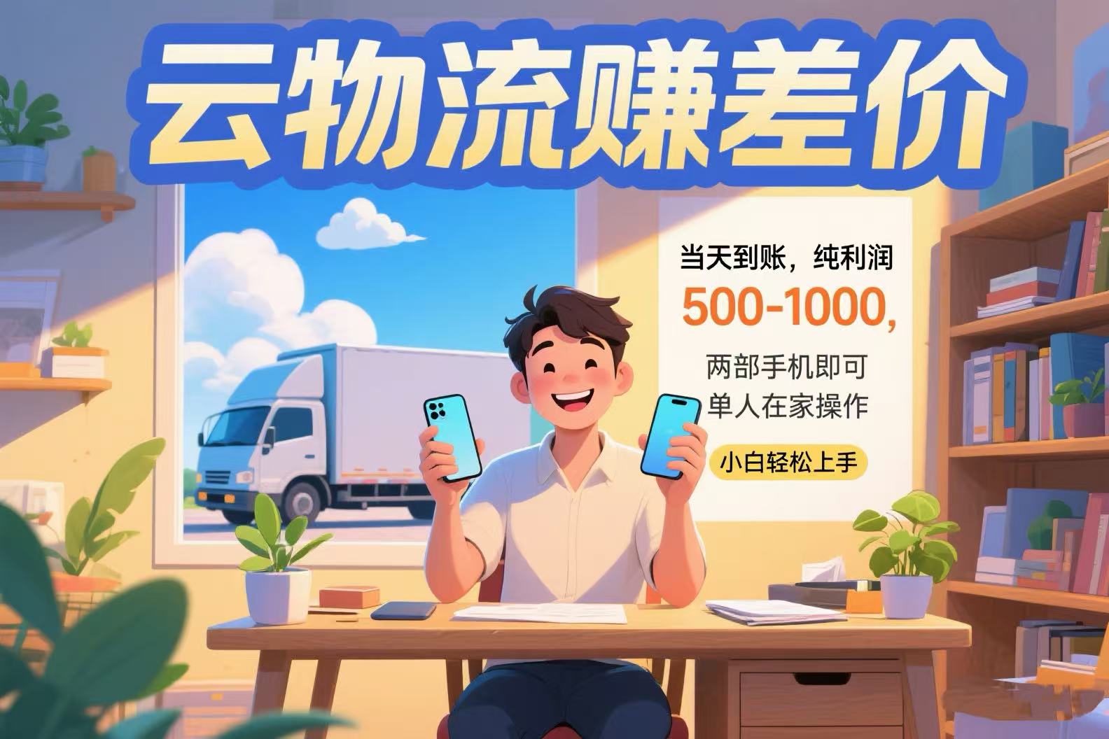 云物流赚差价 当天到账纯利润500-1000 两部手机即可 可单人在家操作 小…-自媒小站网创副业站