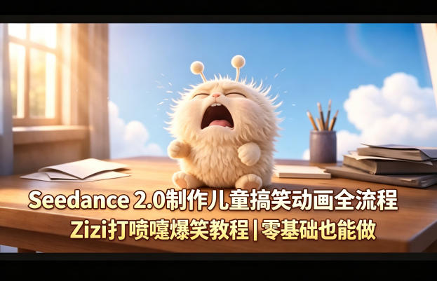Seedance 2.0制作儿童搞笑动画全流程Zizi打喷嚏爆笑教程｜零基础也能做-自媒小站网创副业站