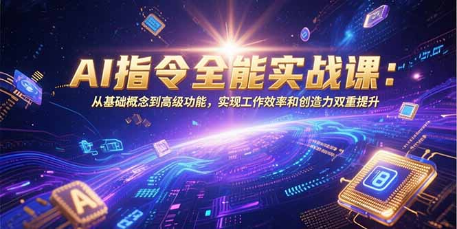 AI指令全能实战课：从基础概念到高级功能，实现工作效率和创造力双重提升-自媒小站网创副业站