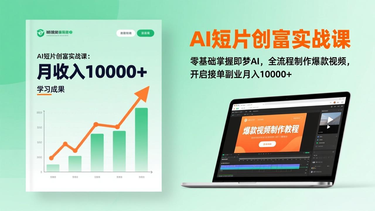 AI短片创富实战课：零基础掌握即梦AI，全流程制作爆款视频，开启接单副业月入10000+(更新-自媒小站网创副业站