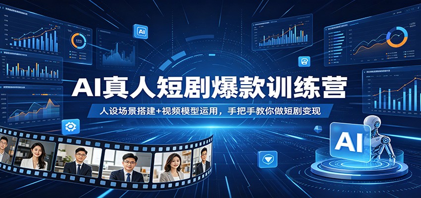 AI真人短剧爆款训练营：人设场景搭建+视频模型运用，手把手教你做短剧变现-自媒小站网创副业站