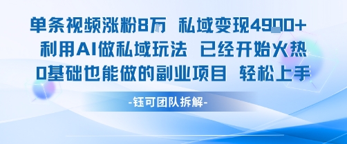 单条视频私域变现4.9k+利用AI做私域玩法 已经开始火热0基础也能做的副业项目轻松上手-自媒小站网创副业站