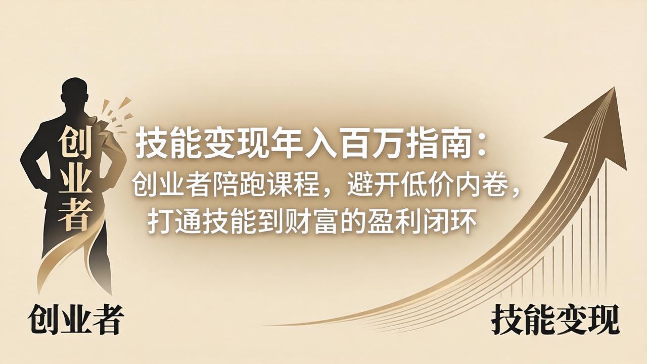 技能变现年入百万指南：创业者陪跑课程，避开低价内卷，打通技能到财富的盈利闭环-自媒小站网创副业站