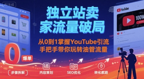 独立站卖家流量破局：从0到1掌握YouTube引流，手把手带你玩转油管流量-自媒小站网创副业站