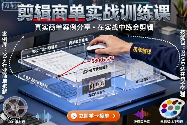 剪辑商单实战训练课，真实商单案例分享，在实战中练会剪辑-自媒小站网创副业站