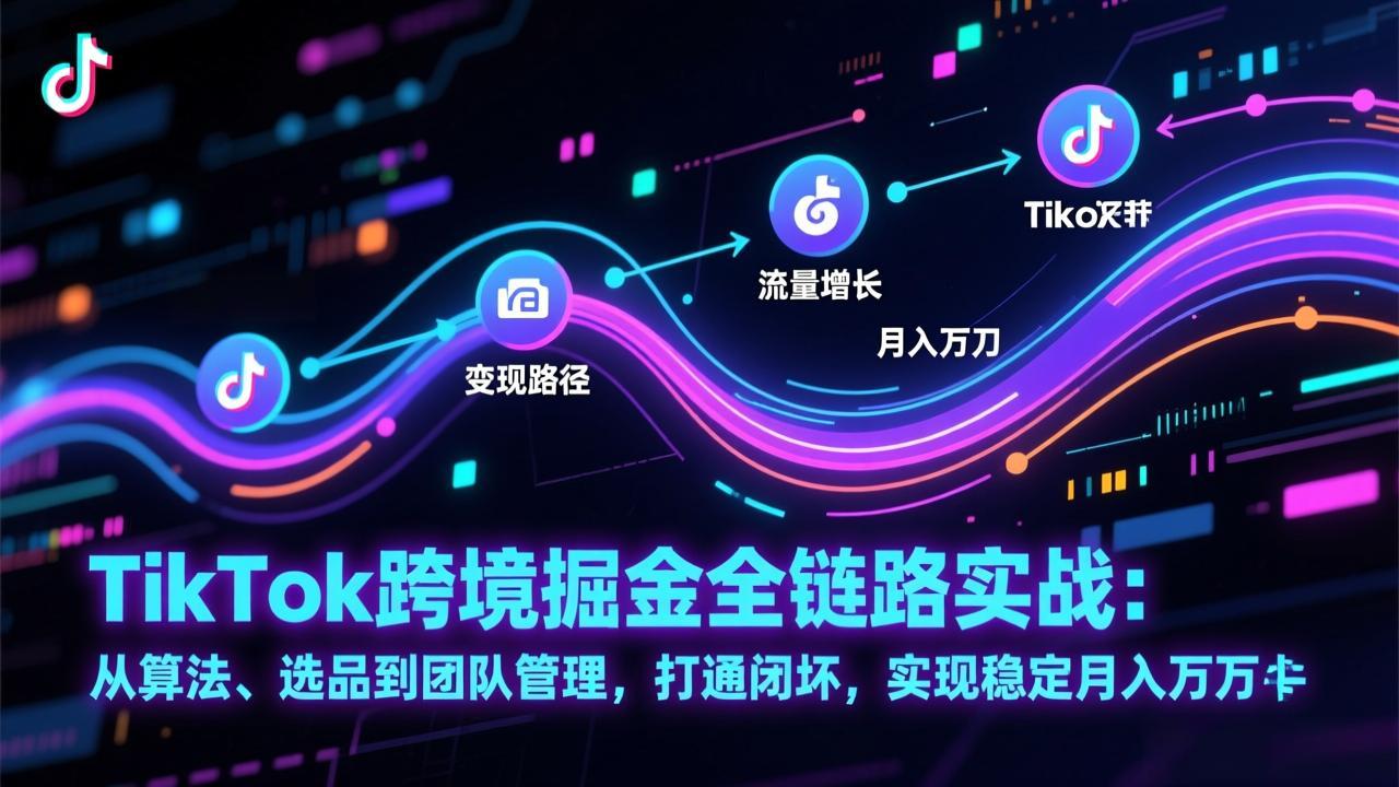 TikTok跨境掘金全链路实战：从算法、选品到团队管理，打通闭环，实现稳定月入万刀-自媒小站网创副业站