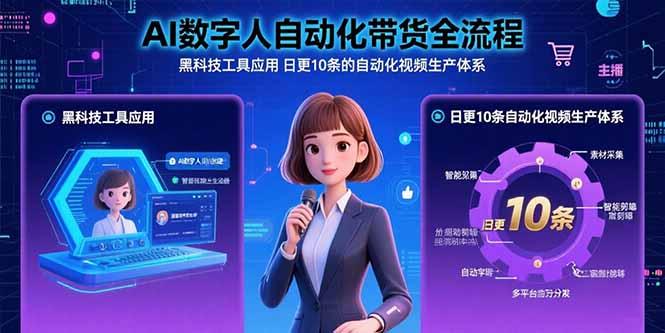 AI数字人自动化带货全流程：黑科技工具应用 日更10条的自动化视频生产体系-自媒小站网创副业站