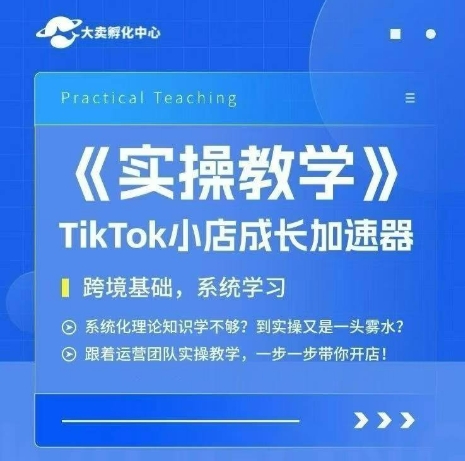 大卖家孵化中心TikTok实操课，TikTok小店成长加速器，跨境基础系统学习，一步一步带你开店-自媒小站网创副业站