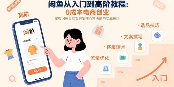 闲鱼从入门到高阶教程：0成本电商创业，掌握闲鱼卖货核心方法论与实战技巧-自媒小站网创副业站