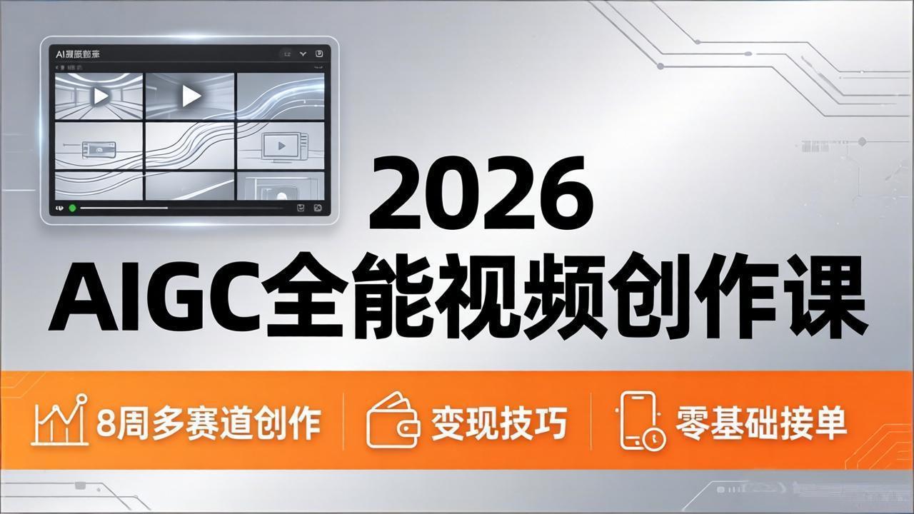 2026AIGC全能视频创作课，8周吃透多赛道创作+变现，零基础也能高效出片接单-自媒小站网创副业站