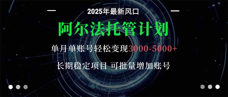 阿尔法托管计划 单账号月入3000-5000，长期稳定项目，新手小白轻松上手。-自媒小站网创副业站