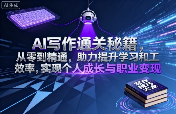 AI写作通关秘籍，从零到精通，助力提升学习和工作效率，实现个人成长与职业变现-自媒小站网创副业站