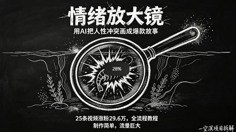 AI制作“情绪放大镜“视频，25条视频涨粉29.6W粉，流量巨大，制作简单，全流程教程-自媒小站网创副业站