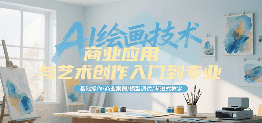 AI绘画技术商业应用与艺术创作入门到专业，基础操作/商业案例/模型调优/渐进式教学-自媒小站网创副业站