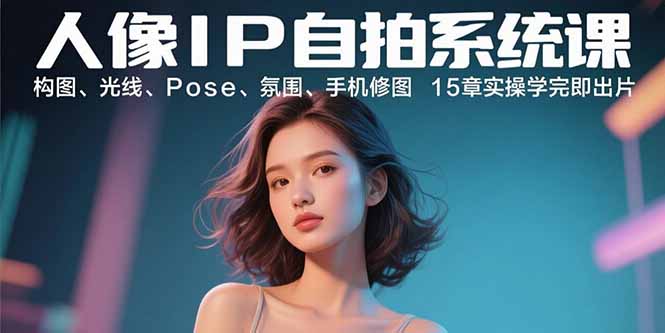 人像IP自拍系统课：构图、光线、Pose、氛围、手机修图 15章实操学完即出片-自媒小站网创副业站