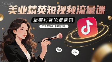 美业精英短视频流量课，掌握抖音流量密码，天天有询单，条条有转化-自媒小站网创副业站