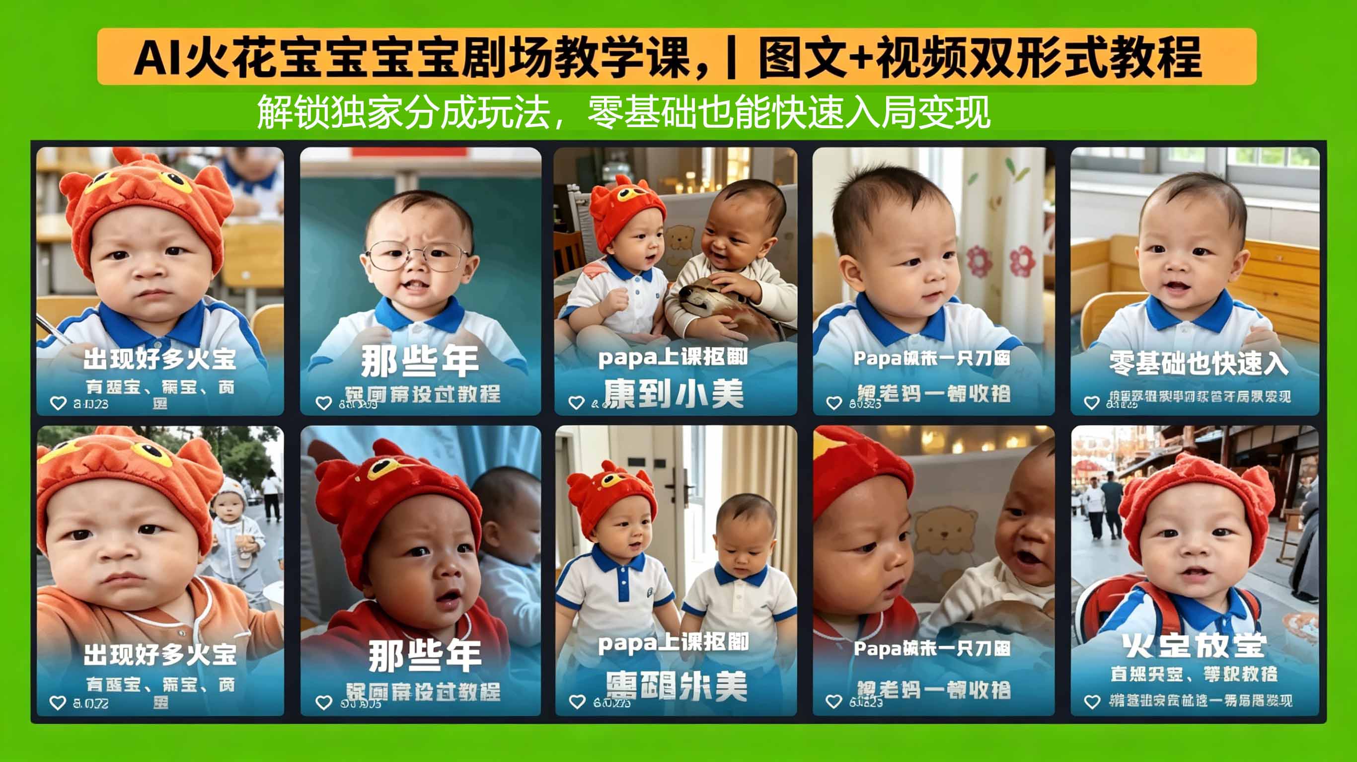 AI火花宝宝宝宝剧场教学课，图文+视频双形式教程，解锁独家分成玩法，零基础也能快速入局变现-自媒小站网创副业站