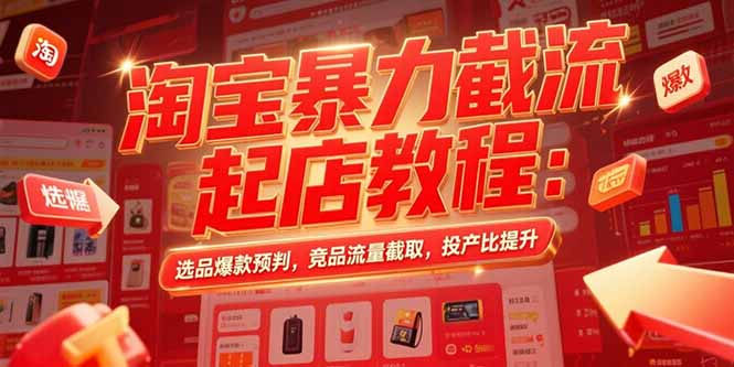 淘宝暴力截流起店教程：选品爆款预判，竞品流量截取，投产比提升-自媒小站网创副业站