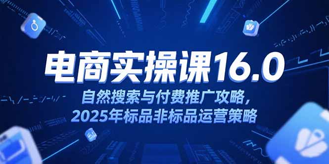 淘宝电商运营课16.0，自然搜索与付费推广攻略，2025年标品非标品运营策略-自媒小站网创副业站