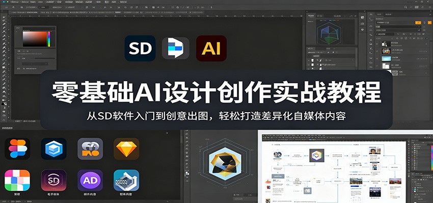 零基础AI设计创作实战教程：从SD软件入门到创意出图，轻松打造差异化自媒体内容-自媒小站网创副业站