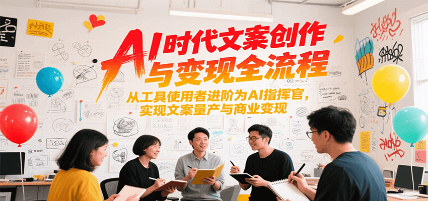 AI时代文案创作与变现全流程，从工具使用者进阶为AI指挥官，实现文案量产与商业变现-自媒小站网创副业站