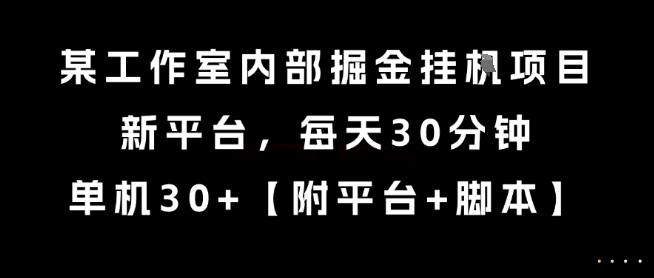 某工作室内部掘金挂G项目，新平台，每天30分钟，单机30+【揭秘】-自媒小站网创副业站