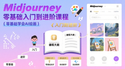 midjourney零基础入门到进阶课程，零基础学会AI绘画-自媒小站网创副业站