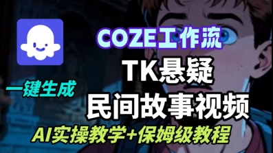 Coze扣子工作流一键生成TK悬疑民间故事视频，AI实操教学+保姆级教程-自媒小站网创副业站