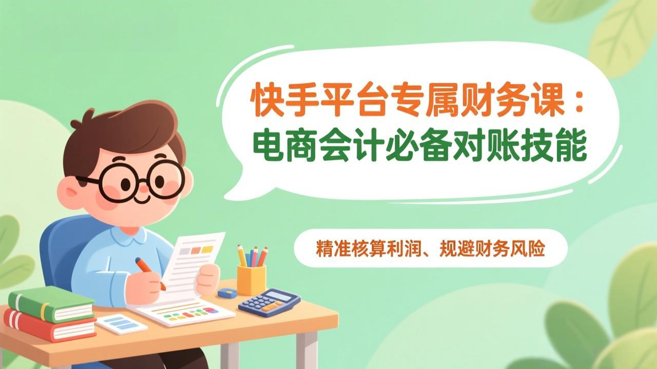 快手平台专属财务课：电商会计必备对账技能，精准核算利润、规避财务风险-自媒小站网创副业站