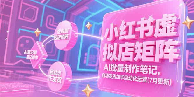 小红书虚拟店矩阵，AI批量制作笔记，自动发货加半自动化运营(7月更新-自媒小站网创副业站