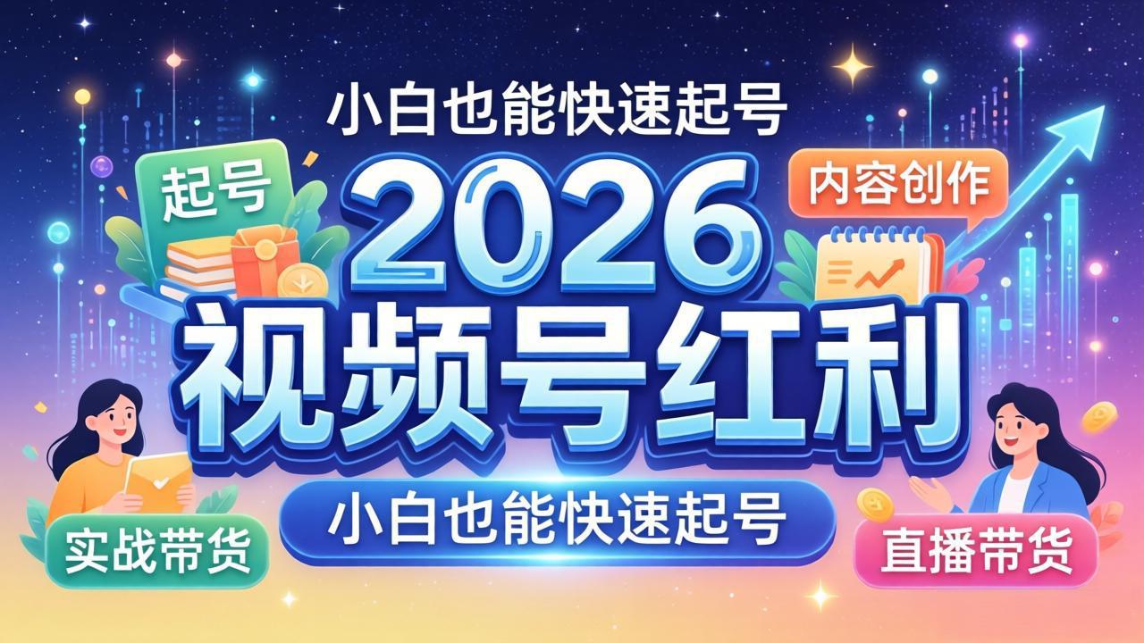 2026视频号红利实战营，大佬亲授起号、内容、直播、IP、投流、私域、矩阵全套落地打法-自媒小站网创副业站