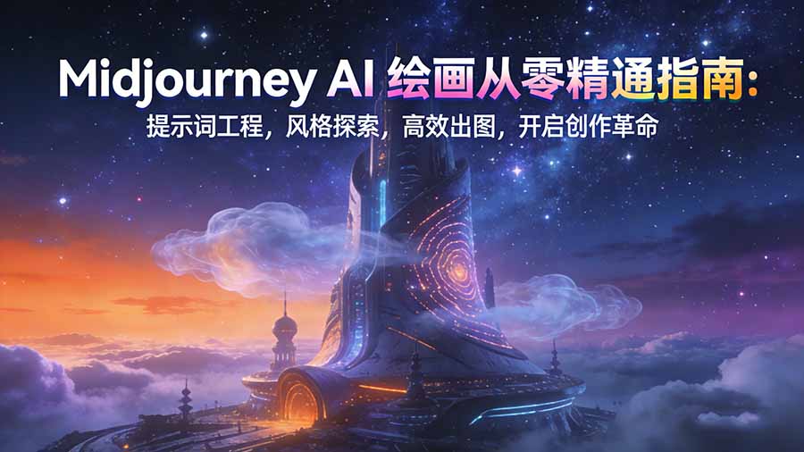 Midjourney AI绘画从零精通指南：提示词工程，风格探索，高效出图，开启创作革命-自媒小站网创副业站