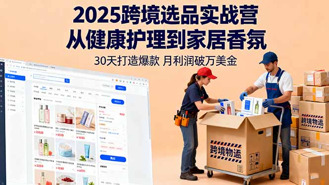 2025跨境选品实战营：从健康护理到家居香氛，30天打造爆款,月利润破万美金-自媒小站网创副业站