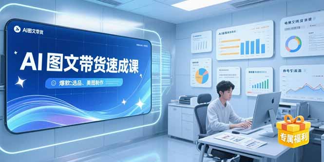 AI图文带货速成课，养号引流秘籍，爆款选品策略，美图制作全流程-自媒小站网创副业站