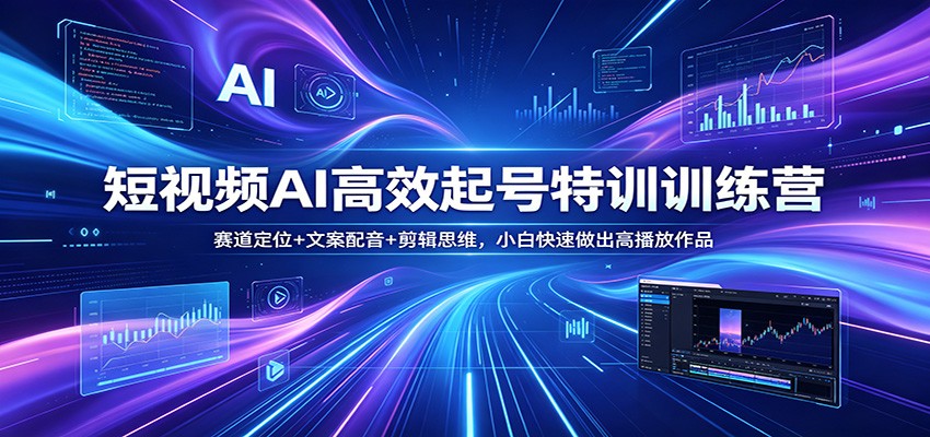 短视频AI高效起号特训训练营：赛道定位+文案配音+剪辑思维，小白快速做出高播放作品-自媒小站网创副业站