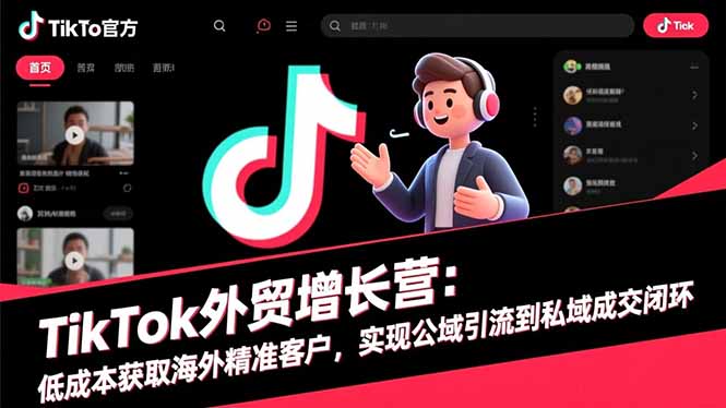 TikTok外贸增长营：低成本获取海外精准客户，实现公域引流到私域成交闭环-自媒小站网创副业站