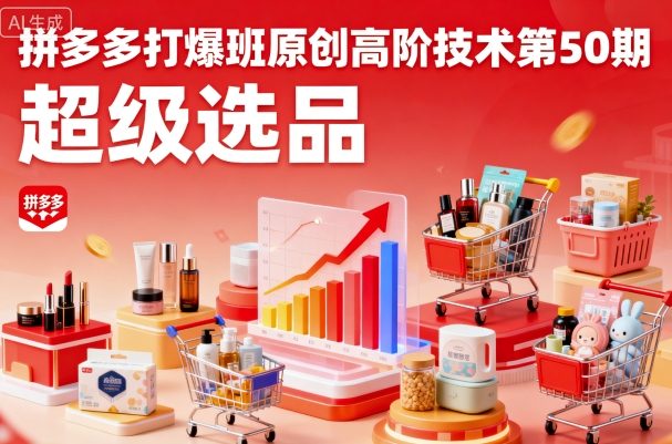 拼多多打爆班原创高阶技术第50期，超级选品-自媒小站网创副业站