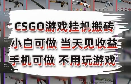 CSGO游戏挂G搬砖，小白纯手机即可操作，不用电脑打游戏，日入3张+，副业网创项目【揭秘】-自媒小站网创副业站