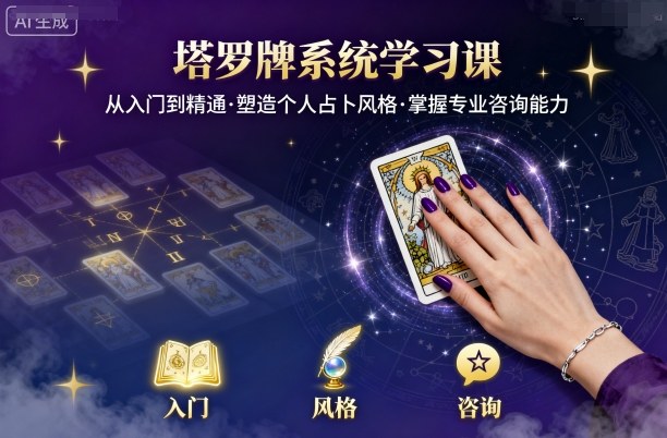 塔罗牌系统学习课，助你从入门到精通，塑造个人占卜风格，掌握专业咨询能力-自媒小站网创副业站