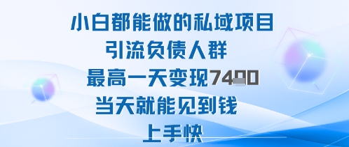 2025年小白都能做的私域项目引流负债人群最高一天变现1k+高变现难度低当天就能见到钱上手快-自媒小站网创副业站