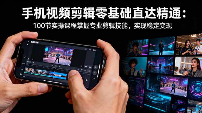 手机视频剪辑零基础直达精通：100节实操课程掌握专业剪辑技能，实现稳…-自媒小站网创副业站