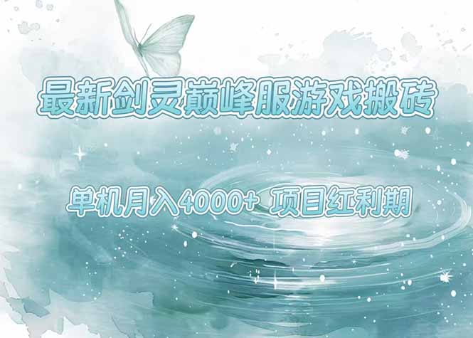 最新剑灵巅峰服游戏搬砖，项目红利期，单机稳定4000+操作简单好上手-自媒小站网创副业站